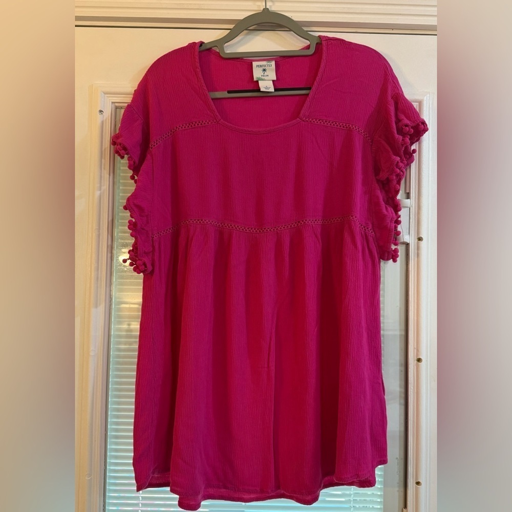 PERFECTLY PALM Gauzy Swim Suit Cover-Up Dress Pink Size Small